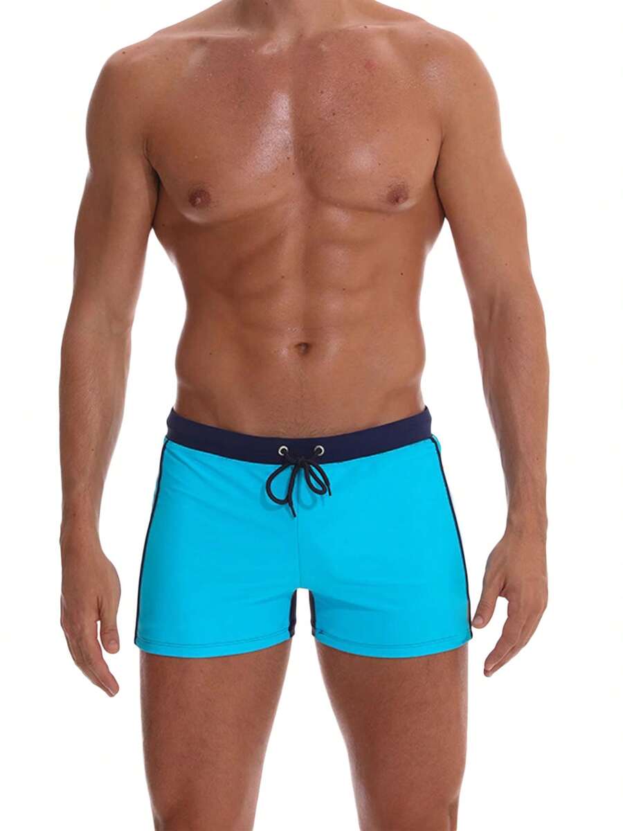 Men's Fashionable Lace-Up Swim Trunks - Sky Blue - View 1