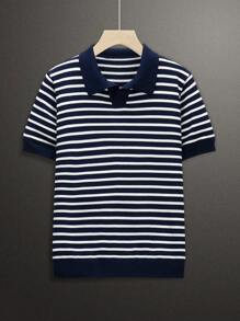 Camisa polo masculina casual listrada de manga curta, roupa de verão, Páscoa, roupas masculinas, camiseta masculina, férias masculinas, blusa de verão, dia dos pais, viagem ao ar livre para a praia, fresca e respirável