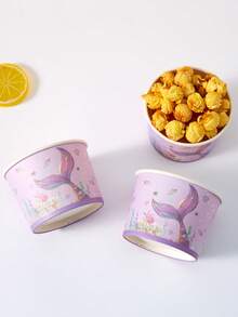 10pcs/25pcs Disposable Ocean Themed Paper Bowls, Purple Big Fish Tail Paper Bowls, Snack Boxes, For Birthday Party, Family Party, Picnic, Restaurant, Takeout Disposable Tableware - Multicolor - View 4