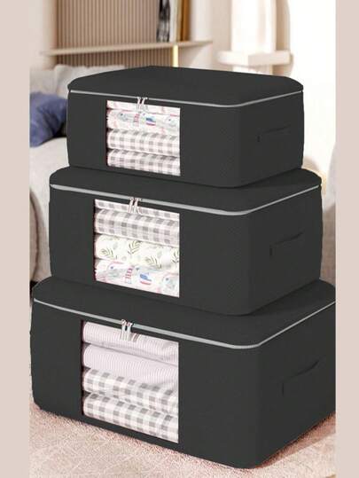 Juego de 3 bolsas de equipaje de gran capacidad con asa reforzada, bolsa de almacenamiento a prueba de polvo debajo de la cama para ropa de cama, almohadas, juguetes, accesorios de dormitorio, bolsa de viaje de compras