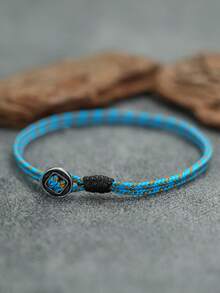 2毫米双层彩色编织绳手链男女款圆形扣幸运红蓝手绳休闲饰品 - 男士手繩手鐲 - 查看 2