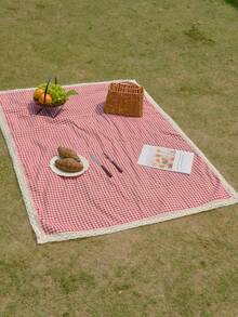 1pc Red Plaid Picnic Mat, American Country Chic Decor Tablecloth For Living Room, Coffee Table, TV Stand, Holiday Party, Birthday, Afternoon Tea, Photography Backdrop, Everyday Use - Multicolor - View 12