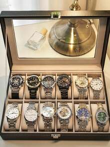 1pc High-End Watch & Jewelry Box, 2/3/6/10/12 Slots Display Storage Case With Window