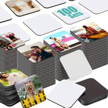 100pcs Customizable Blank Square Refrigerator Magnets, DIY Decor For Car, Home, Office, Kitchen, Wall, Microwave, Perfect For Home, Kitchen Fridge, Wall, Door Decoration Or Office Calendar - Multicolor - View 2