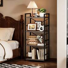 Bookshelf, 3 Tier Industrial 1Bookcase, Metal Small Bookcase, Rustic Etagere Book Shelf Storage Organizer For Living Room, Bedroom, And Home Office(Rustic Brown) Patent Pending D 29873033    8 - 灰色 - 查看 4