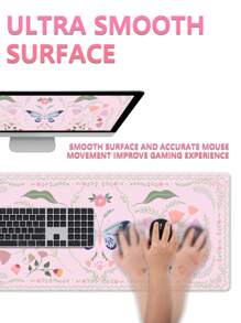 Un tapis de souris de jeu antidérapant en caoutchouc avec un motif de fleur de papillon rose pour ordinateurs de bureau/ordinateurs portables et ordinateurs portables