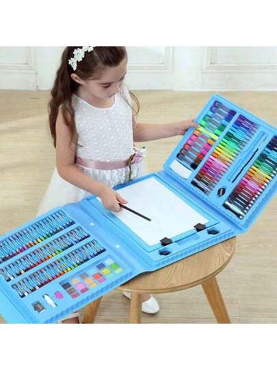 208pcs Kids Art Set With Washable Crayons & Watercolor Markers, Drawing Kit For Beginners Ages 3-12, Christmas/Birthday Gift For Boys Girls (Random Patterns)