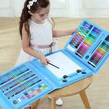 208pcs Kids Art Set With Washable Crayons & Watercolor Markers, Drawing Kit For Beginners Ages 3-12, Christmas/Birthday Gift For Boys Girls (Random Patterns)