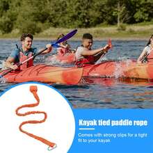 Adjustable Elastic Kayak Rod Lanyard Canoe Paddle Leash Fishing Rod Leash Safety Rope Carabiner Rowing Boats Accessories - Red - View 4