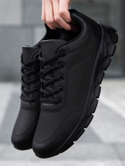 DaoLxi Buty męskie Trampki Buty codzienne Siłownia Tenis Sportowe Trampki Moda Lekkie PU Sportowe Buty treningowe Wygodne obuwie Trenerzy Czarne buty