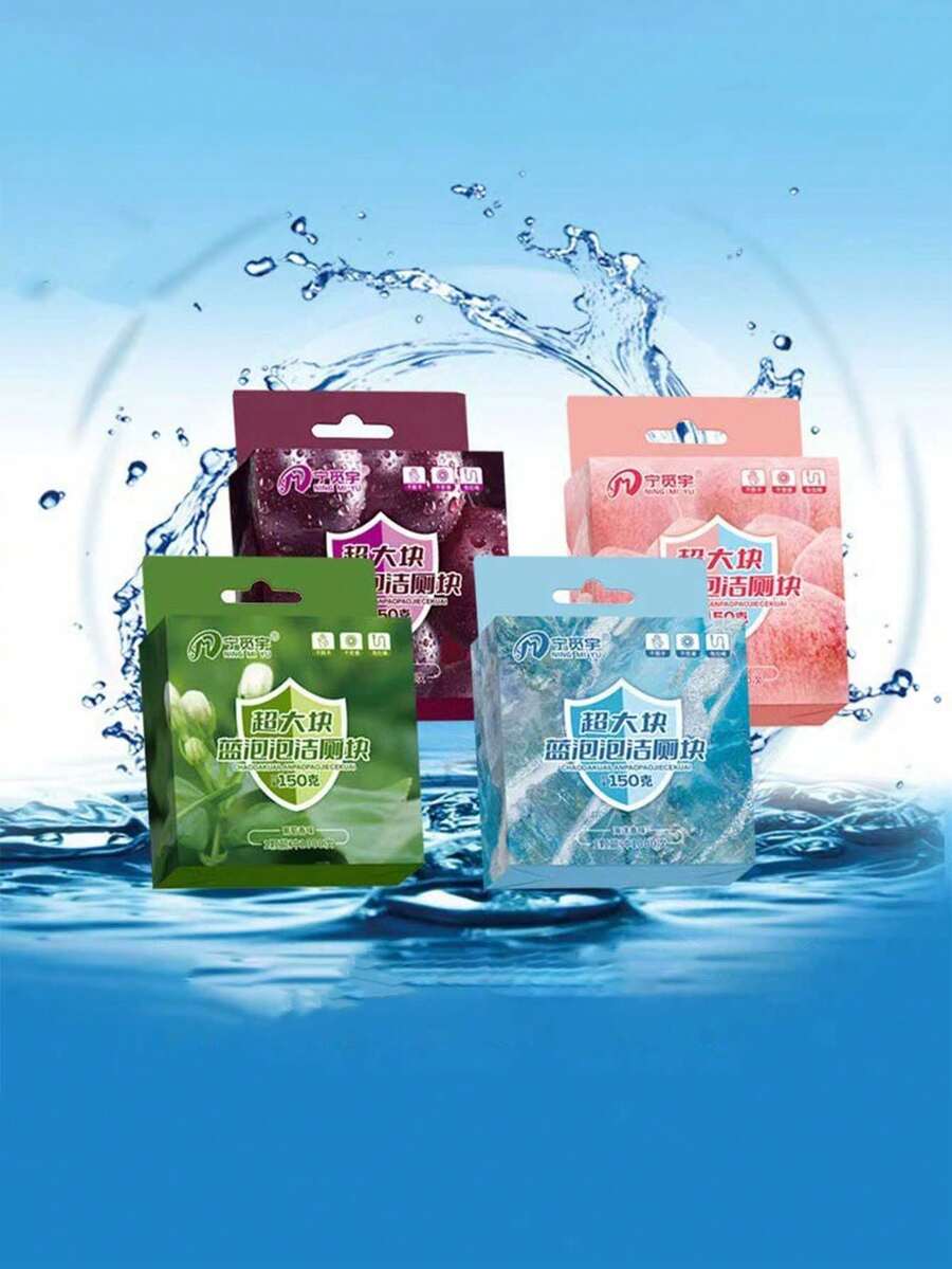 1/2/5pcs Extra Large Toilet Cleaning Tablets, Toilet Bowl Cleaner, Floral Blue Bubbles Toilet Deodorant, St Remover, And Urine Stain Remover - Multicolor - View 1