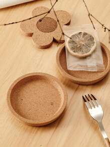 1pc/5pcs/6pcs Round Japanese Soft Cork Cup Mat Coaster Heat Insulation Mat Raised Creative Tea Cup Saucer Coffee Pad, Retro Round Small Tea Cup Pad, Bohemian Style Decor Mat For Restaurant