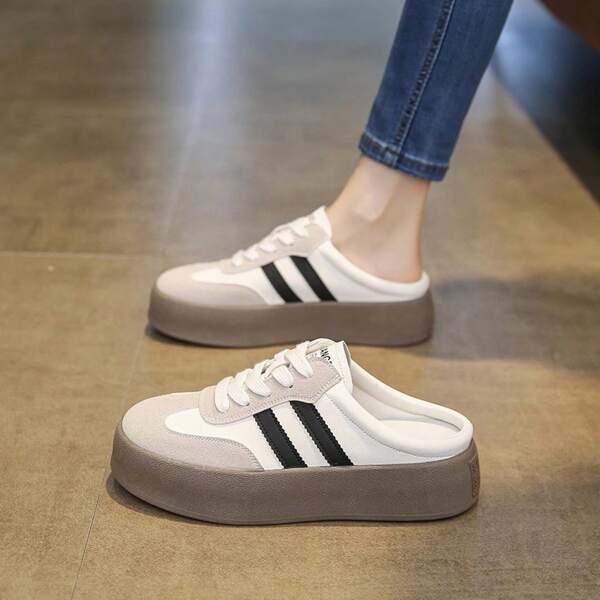 Nuevos zuecos de plataforma gruesa de mujer, zapatos alemanes tipo zapatilla sin talón