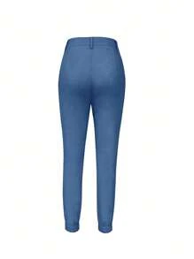 Pantalones casuales delgados y ajustados de un solo color, aptos para ir al trabajo y uso diario, para primavera/verano