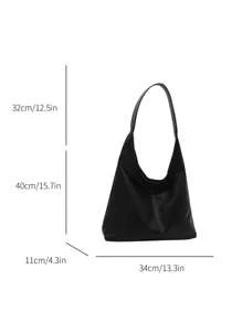 Bolso de hombro de gran capacidad, suave y de unicolor vintage para mujeres, bolso bandolera versátil con asa, bolso de hombro tipo hobo de gran capacidad, bolso bandolera casual para el trabajo