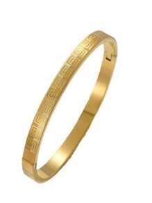 Greek Key Meander Bracelet Silver Anniversary GIFT For Wife Women Friend Mother Girlfriend Fiance Graduation Eternity Bangle Present For Her HANDMADE 12mm Gold Silver Greek Key Pattern Jewelry
