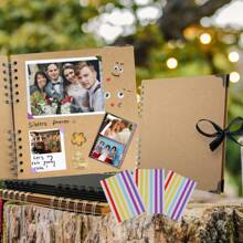 4Pcs Set Scrapbook Photo Album- (8"*8") 60 Pages Wedding Guest Book- Blank Black/Brown Kraft Paper With 3 Sheets Photo Corners- DIY Scrapbook Photo Album Photo For Graduation, Guests To Sign- Wedding Essentials Photo Album Scrapbook, Guest Book For Wedding Reception, Anniversary Handmade Graffiti, Family DIY Scrapbook, DIY Memory Book, Hardcover Album, Kraft Paper Memo, Birthday Holiday Gifts, Back To School