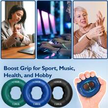 Grip Strength Trainer, Finger Exerciser, Forearm Strengthener 9-Piece Kit, Hand Grip Strengthener Targeted Strength, Relief & Recovery - Blue - View 11