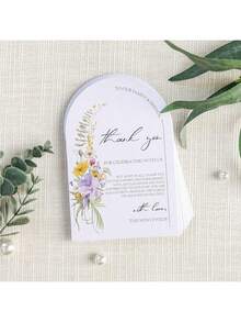 50pcs Floral Thank You Cards, Suitable For Wedding, Reception, Rehearsal Dinner, Party, Event & Celebration Tabletop, Essential For Wedding Gift - Multicolor - View 7