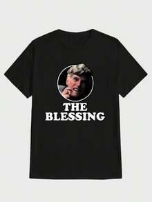 Para hombre,Camisa con Letras "THE BLESSING" y Imagen de Persona-Estilo de Inspiración y Culta,Camiseta casual de cuello redondo y manga corta con estampado,adecuada para uso diario en primavera y verano,unisex - Negro - Ver 1