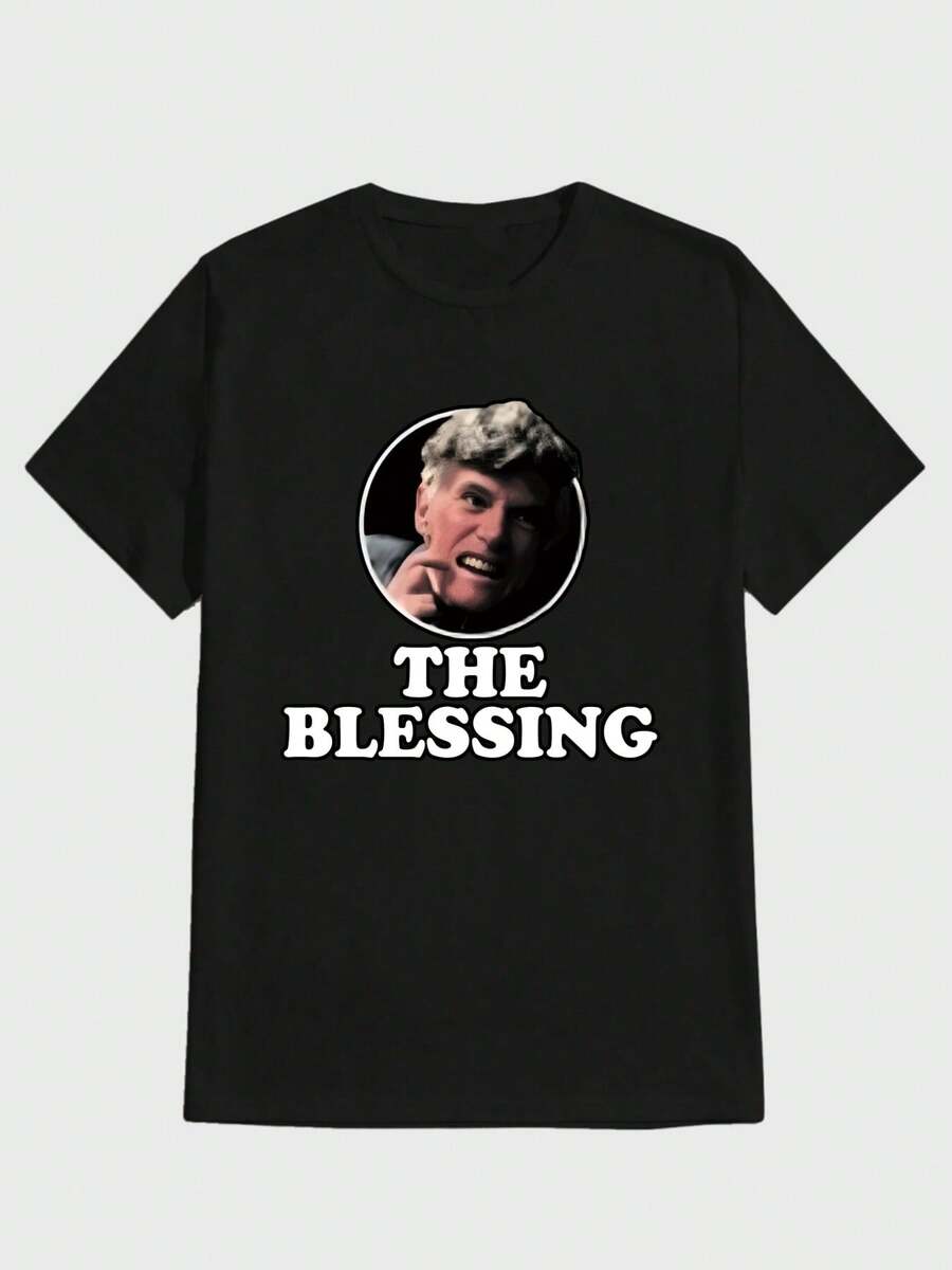 Para hombre,Camisa con Letras "THE BLESSING" y Imagen de Persona-Estilo de Inspiración y Culta,Camiseta casual de cuello redondo y manga corta con estampado,adecuada para uso diario en primavera y verano,unisex - Negro - Ver 1