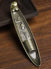 1 bruciatore di incenso vintage in metallo a forma di pescatore, porta incenso arredamento domestico, fornello zen adatto per aromaterapia e meditazione, portaincenso in filo di lega a forma di lenza da pesca, bruciatore di incenso per cerimonia del tè, bruciatore di incenso per uso domestico al chiuso