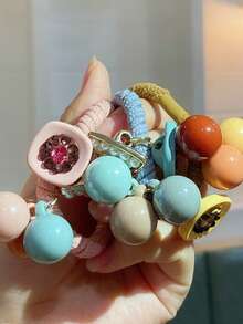 3pcs/6pcs/10pcs Candy Pearl Hair Ties, Versatile & Sweet For All Seasons - Multicolor - View 4