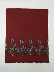 1pc Lightweight Knit Embroidered Summer Scarf - Multicolor - View 6