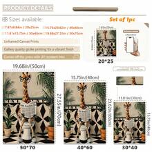 1pc, Canvas Hanging Picture, Framed, Easy To Hang, Optional Frame, Giraffe Toilet Humor Canvas Art Print, Wall Poster, Suitable For Home Bedroom, Kitchen, Living Room, Hotel, Cafe, Office, Canvas Painting, Great For Room Decoration, Wall Arts, Posters - Multicolor - View 2