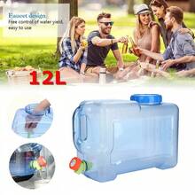 12L Camping Hiking Tank Container Storage Drinking Water Bottle Bucket With Tap - Blue - View 4
