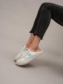 2025 Spring/Summer New Retro Color Block Platform Closed Toe Mule Sandals, Breathable Mesh Soft Sole Slip-On Loafers, Pregnant Women