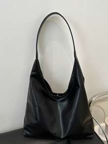 Bolso de hombro de gran capacidad, suave y de unicolor vintage para mujeres, bolso bandolera versátil con asa, bolso de hombro tipo hobo de gran capacidad, bolso bandolera casual para el trabajo