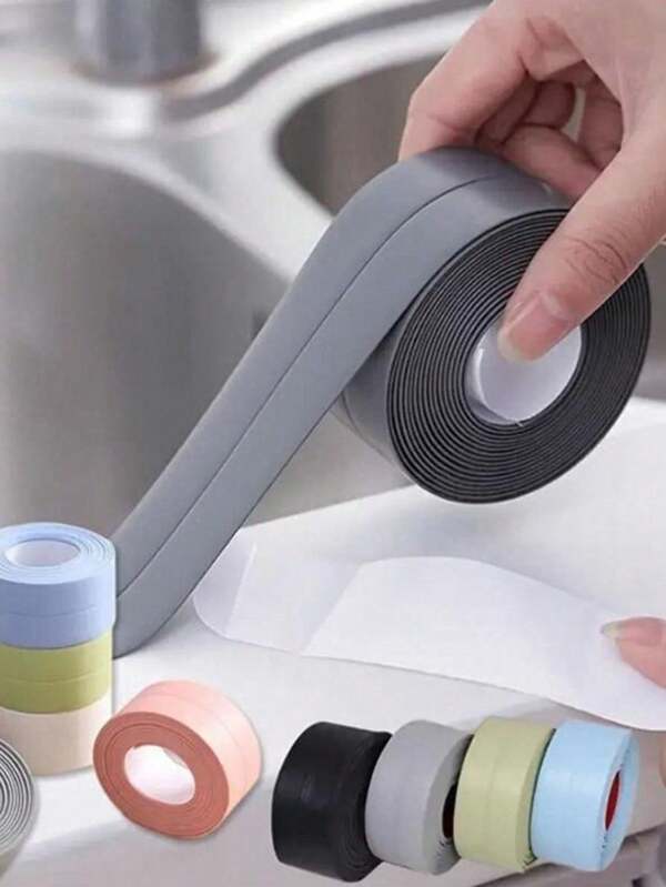 2 Roll Self-Adhesive Waterproof Caulk Tape - Multi-Surface Leak-Proof Seal For Bathroom, Kitchen, Pipes, Tub Surround, Toilet & Countertops - Easy Install Durable Plastic/Wood/Fabric Strip, Caulking Tape For Bathroom, Kitchen Sealing Tape, Essential Maintenance, Smooth Finish, Multipurpose Sealant