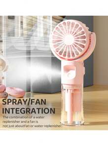 Portable Fan With Mist Humidifier, Mini USB Rechargeable Handheld Fan With Water Spray, 800mAh Battery Desk Fan, Lightweight Handheld Fan - Suitable For Office, Outdoor, Travel And Camping - Stay Cool Anytime! Refreshing Comfort For Indoor And Outdoor Travel, Essential For Summer, Beach Vacation, Back To School, Gifts, Holiday Essentials