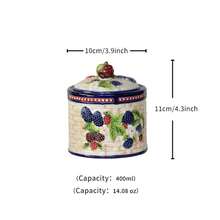 法式浮雕陶瓷调味罐，仿生植物设计，浮雕逼真，可作为黄油、坚果、炖锅、糖、盐的储存罐，采用高温釉下彩绘工艺，手绘，可全年使用，陶瓷釉面，微波炉、烤箱、消毒柜适用，适用于咖啡豆、面粉 - 香檳色 - 查看 8