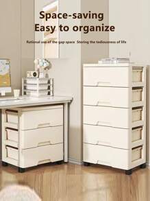 5/4/3/2/1 Drawer Style Storage Cabinet, Narrow Gap Side Shelf Unit, Multi-Layer Plastic Bedside Cabinet, Bathroom
