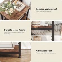 Living Room End Table, 3-Tier Wooden Narrow Nightstand, Bedside Table With Steel Frame, Slim Coffee Table Small Spaces, Storage Sofa Side Table For Bedroom Or Office - 棕色 - 查看 3