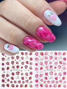 Fruits Strawberry Nail Stickers Grapes Avocado Apple Banana Pineapple Lemon Refreshing Summer Jelly Embossed Fruits Nail Designs 5D Self-Adhesive Nail Decals Adhesive Decoration