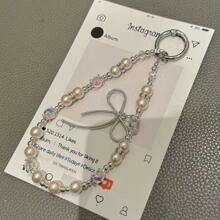 Pearl Chain Strap, High-End Beaded Wrist Lanyard, Handbag/Phone Charm, Crystal Phone Chain, Key Ring