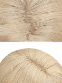 1 pieza Peluca de cabello sintético rizado resistente al calor con flequillo, dorada de 32 pulgadas tejida, natural y realista para uso diario