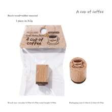 1pc Beechwood Stamp With Handdrawn Cute Designs, Versatile For Decorating Journals, Suitable For School And Office Stamps,Back To School,School Supplies