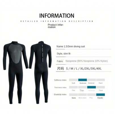 Local Warehouse- Wet Suit With Back Zipper For Water Sports Men's Neoprene And Nylon 3mm Wet Suit, Color Block Long Sleeve Tight High Stretch Full