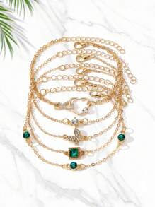 Ensemble de bijoux pour femme 5 pièces, bracelet à la mode et décontracté, idéal au quotidien et comme cadeau de Noël pour vos amis.