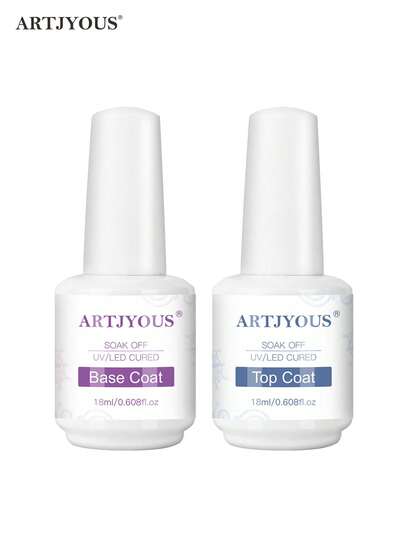 2 件 18ml 免擦凝胶面漆和哑光凝胶指甲油面漆，免擦面漆凝胶指甲油可浸掉哑光效果持久 DIY 家庭美甲沙龙