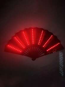 Abanico plegable grande con luces LED para fiesta, regalo, espectáculo, boda, cumpleaños, decoración del hogar, discoteca, accesorios fluorescentes, cosplay, que brilla en la oscuridad (sin batería)