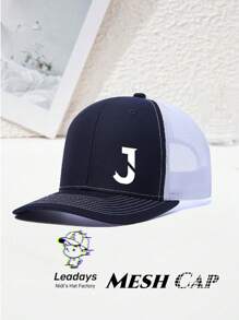 1PC Adjustable Letter "J" Print Baseball Cap For Men ,It Comes In 10 Colors,Breathable Mesh Back, Lightweight Polyester Sun Protection Hat,For Outdoor Sports & Fishing, Multiple Colors (Black/Blue/White/Green), Outdoor Sports Cap | Logo Cap | Makes A Great Gift For Family And Friends, And Is Perfect For Beach Vacations And Hiking Trips.