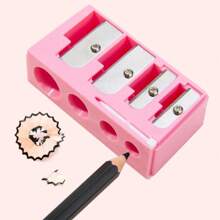 1pc Pink High-End 4-Hole Eyeliner & Eyebrow Pencil Makeup Pen Set With Pencil Sharpener, Convenient Multifunctional Portable Pen Holder