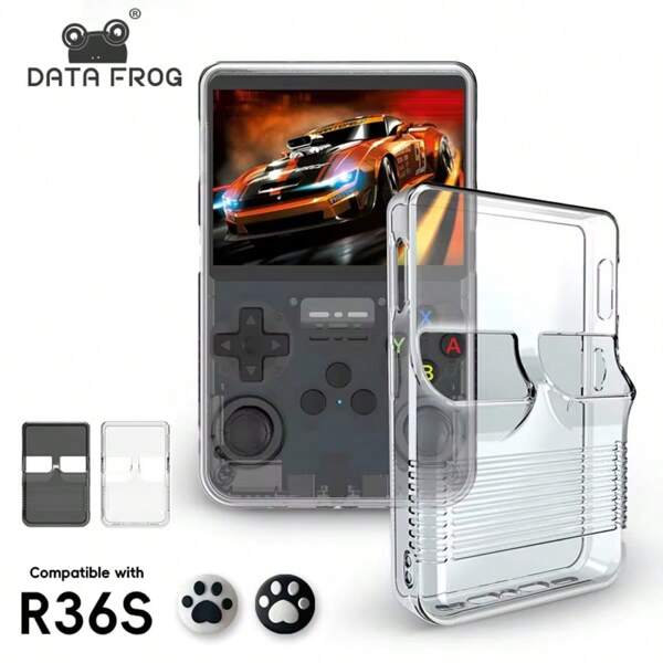 DATA FROG DATA FROG TPU Transparent Case For R36S Handheld Game Console Anti-Scratch Waterproof Protective Shell For R36S Game Accessories