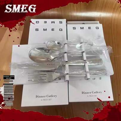 มีในสต็อก ชุดมีดอาหารตะวันตกในบ้าน สแตนเลส 316 ยุโรป มีดสเต็กและส้อมคุณภาพสูง สีเงิน ชุดแผ่น 4 ชิ้น