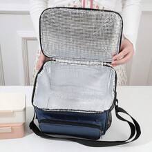 Dual-Compartment Thermal Lunch Tote With Shoulder Strap & Leak-Proof Back – Reusable Insulated Lunch Bag For School, Office, Camping, And Outdoor Use,School Supplies